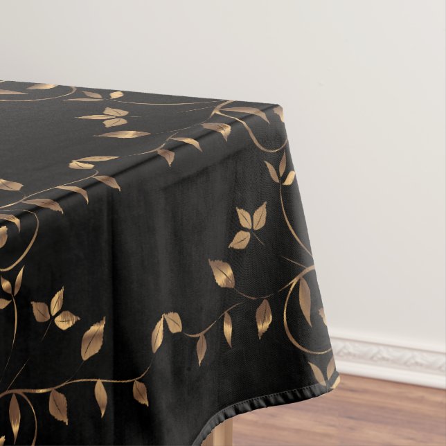 Black Gold leaf Lighthouse Route Decor Tablecloth (In Situ)