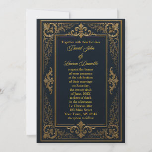 Black & Gold Leaf Royal Invitation