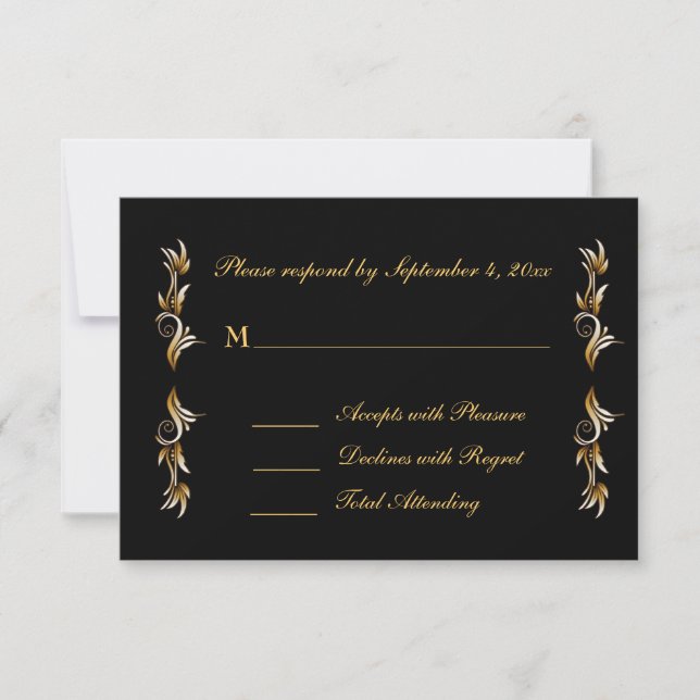 Black, Gold Leaf Scroll Response (Front)