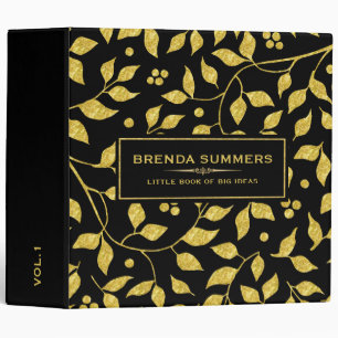 Black & Gold Leafs Pattern Binder