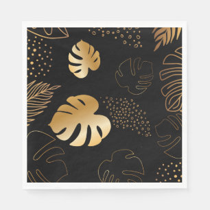 Black gold leaves napkin