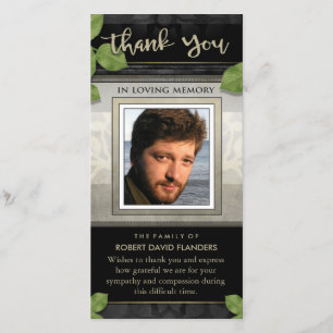 Black Gold Leaves Photo Custom Thank You Card