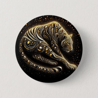 Black & Gold Leopard 2 Inch Round Button