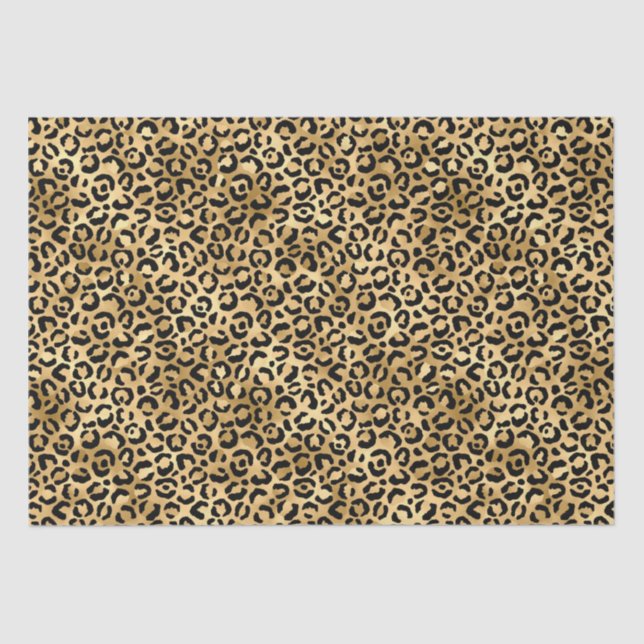 Black Gold Leopard Cheetah Animal Print  Tissue Paper (Front)