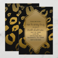 Black Gold Leopard Print Birthday Party Any Event