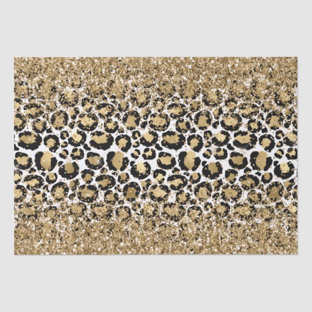 Black Gold Leopard Print Glitz Tissue Paper (Front)