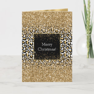 Black Gold Leopard Print Glitzy Card