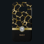 Black & Gold Leopard Print Pattern Samsung Galaxy S7 Case<br><div class="desc">Elegant gold tones leopard animal print pattern with gold stripe black button part and white diamond print accent. Custom monogram.</div>