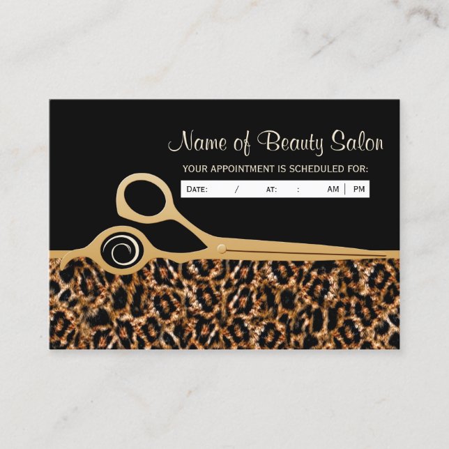 Black Gold Leopard Salon Appointment Reminder (Front)