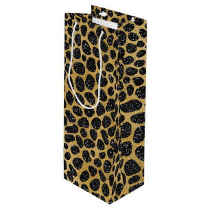 BLACK & GOLD LEOPARD SPOTS WINE GIFT BAG