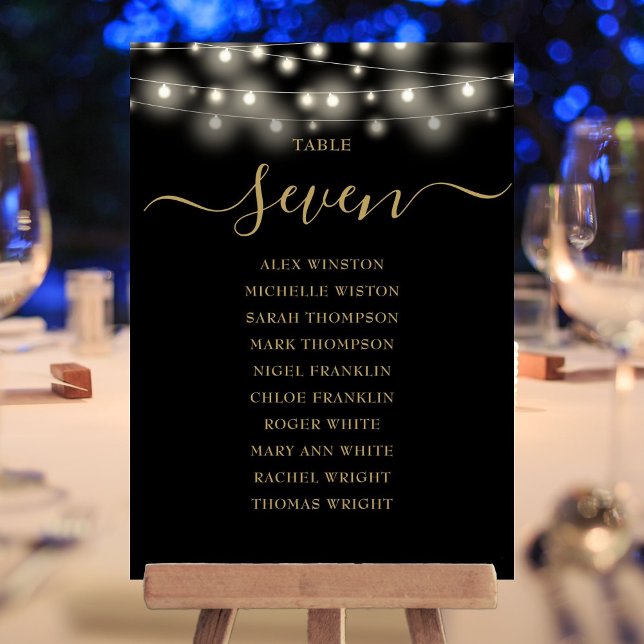 Black Gold Lights Table Number Seating Chart (Black Gold Lights Table Number Seating Chart)