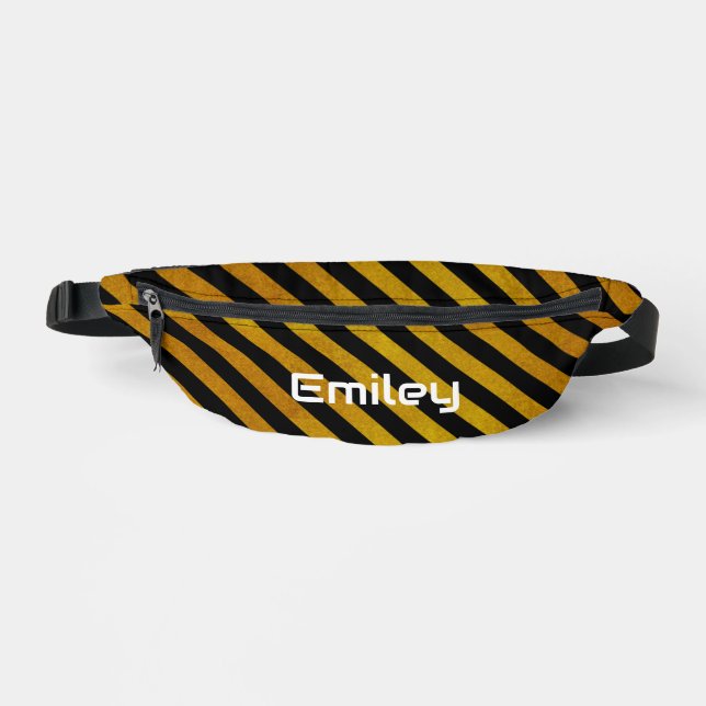 Black Gold Line Personalized  First Name  Fanny Pack (Front)