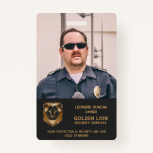 Black Gold Lion Business Logo Photo Employee  Badge