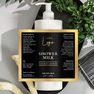 Black & Gold Logo 6.7oz 8oz Cosmetic Bottle Label