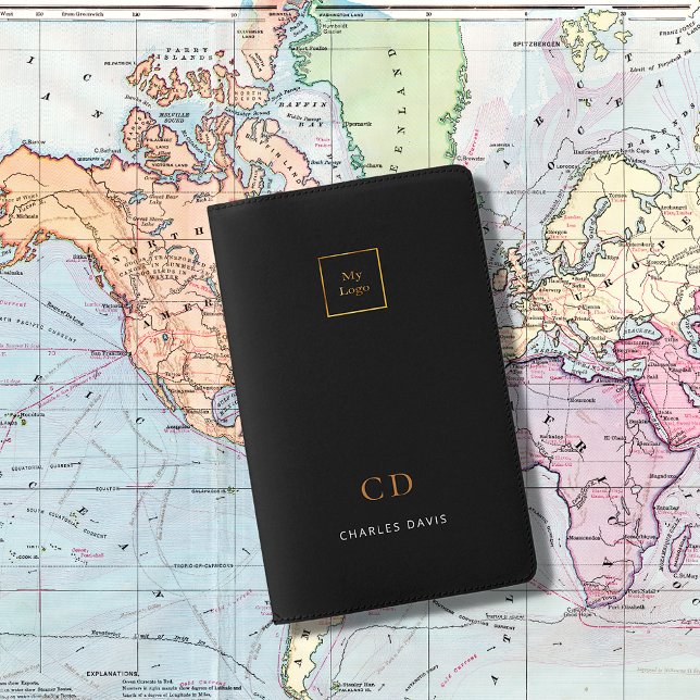 Black gold logo business monogram pocket moleskine notebook (Creator Uploaded)
