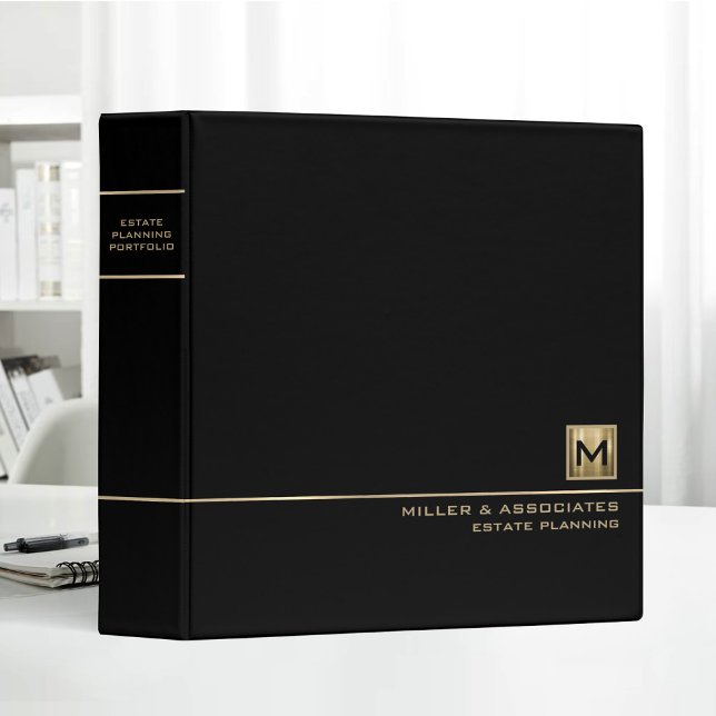 Black Gold Logo Monogram Estate Planning Portfolio Binder (Creator Uploaded)