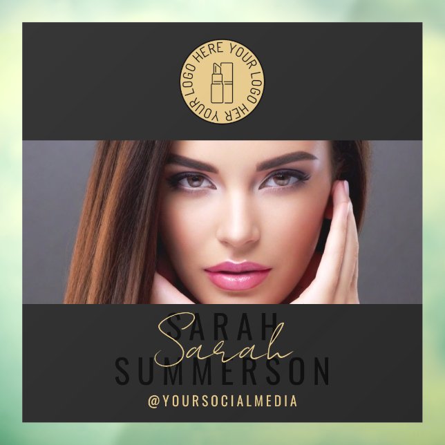 Black Gold Logo Social Media Makeup Studio Window Cling (Sheet 3)