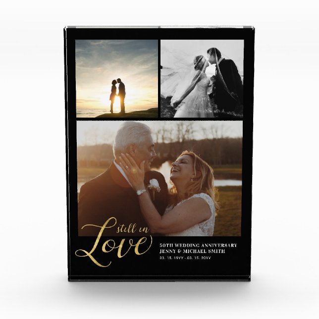 Black & Gold Love Anniversaire Cadeau Bloc photo (Devant)