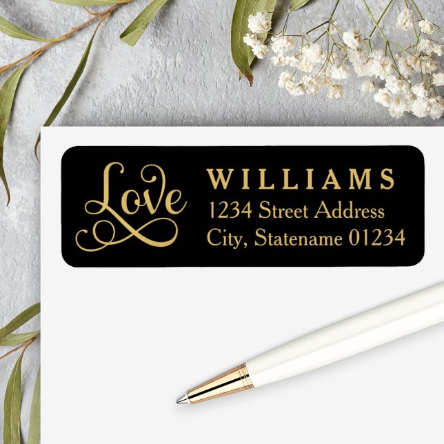 Black Gold Love Script Wedding Address (Creator Uploaded)