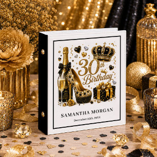 Black Gold Luxe 30th Birthday Sparkle Binder