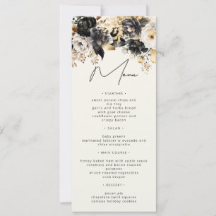 Black Gold Luxe Floral Menu Card