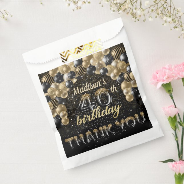Black Gold Luxury 40th Birthday Personalized Favour Bag (Sealed)