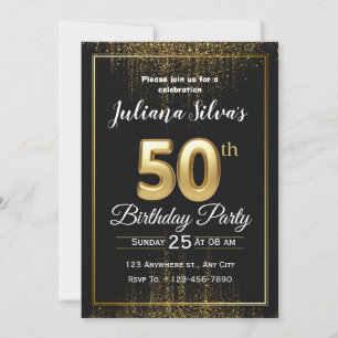 Black Gold Luxury 50th Birthday Invitation