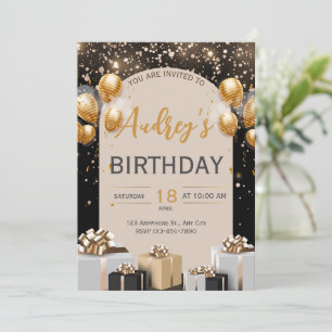 Black Gold Luxury Birthday Invitation