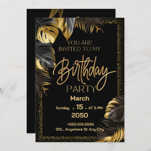 Black Gold Luxury Bonne Invitation de fête d'anniv