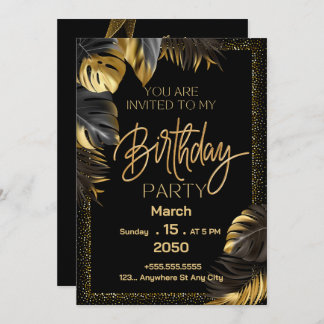 Black Gold Luxury Bonne Invitation de fête d'anniv