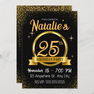 Black Gold Luxury Happy Birthday Party Invitation