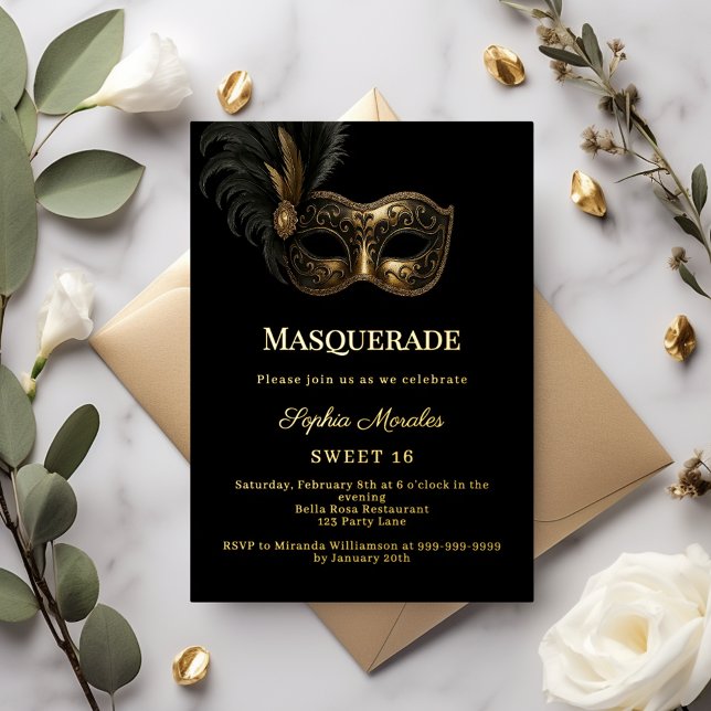 Black gold luxury Masquerade party Sweet 16 (Creator Uploaded)