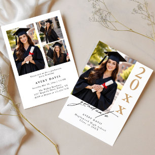 Black Gold Luxury Modern Casual Photo Graduation Invitation