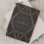 Black Gold Luxury Modern Minimal Abstract  iPad Pro Cover<br><div class="desc">A cool luxurious style abstract iPad cover featuring black and gold geometric design. Personalize with your monogram and name.</div>