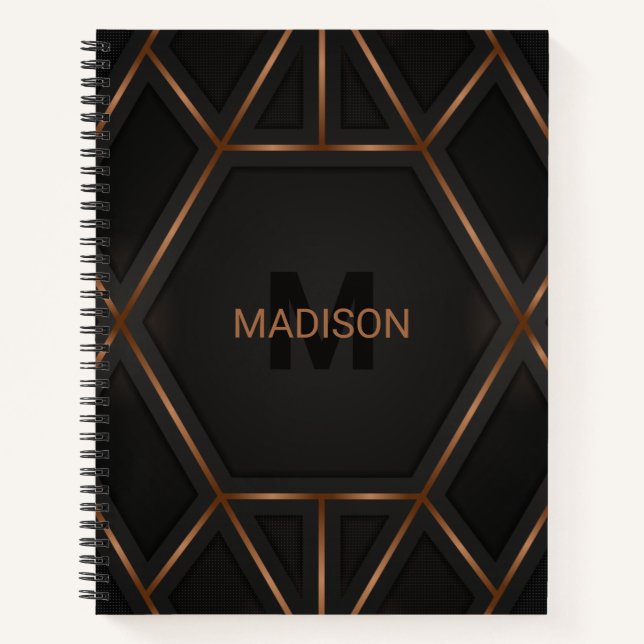 Black Gold Luxury Modern Minimal Abstract  Notebook (Front)