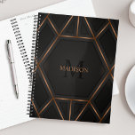 Black Gold Luxury Modern Minimal Abstract Planner<br><div class="desc">A cool luxurious style abstract planner featuring black and gold geometric design. Personalize with your monogram and name.</div>