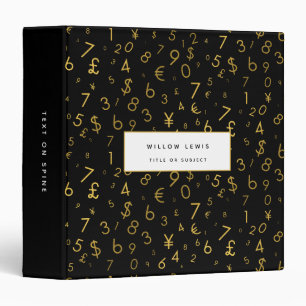 Black Gold Luxury Numbers Currency Symbols Pattern Binder