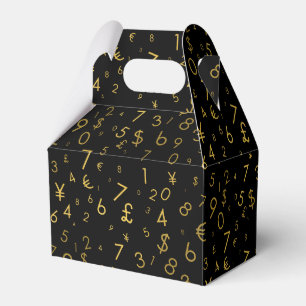 Black Gold Luxury Numbers Currency Symbols Pattern Favor Box