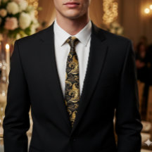Black Gold Luxury Pattern Necktie