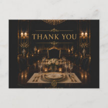 Black Gold Luxury Thank You Postcard | Opulent