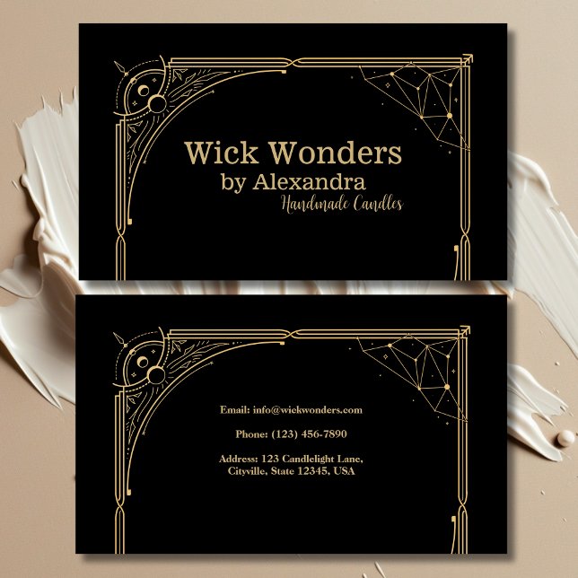 Black Gold Magical Apothecary Candle Business Card (Creator Uploaded)