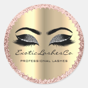 Black Gold Makeup Glitter Lashes Packaging Rose Classic Round Sticker