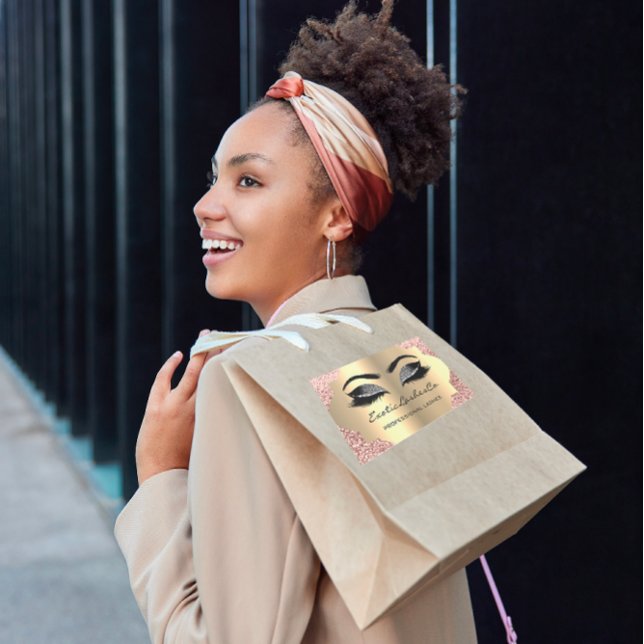 Black Gold Makeup Glitter Lashes Packaging Sticker (Black Gold Makeup Glitter Lashes Packaging Rectangular Sticker)