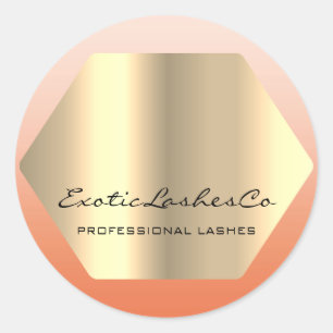 Black Gold Makeup Minimal  Lashes Brows PEACH Classic Round Sticker