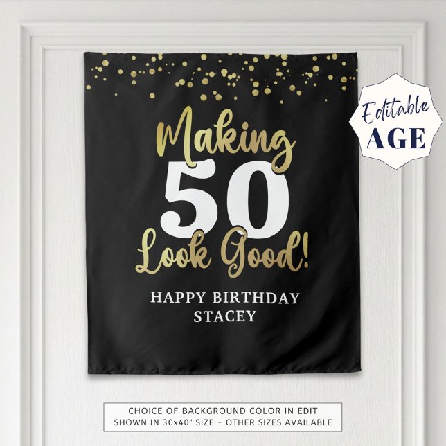 Black Gold Making AGE Look Good Name Confetti Tapestry (Creator Uploaded)