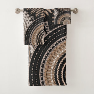 Black Gold Mandalas Bath Towel Set