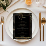 Black gold marble agate menu card<br><div class="desc">Designed to coordinate with our Black Agate Collection,  this menu card invitation features gorgeous black agate marble texture background with classic text. For more advanced customisation of this design,  e.g. changing layout,  font or text size please click the "CUSTOMIZE" button above. Please contact me for any questions!</div>