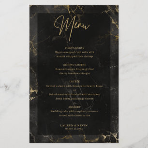Black gold marble agate menu card