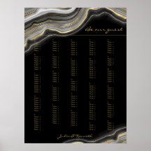 Black Gold Marble Alphabetical Wedding