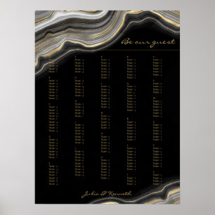 Black Gold Marble Alphabetical Wedding Poster